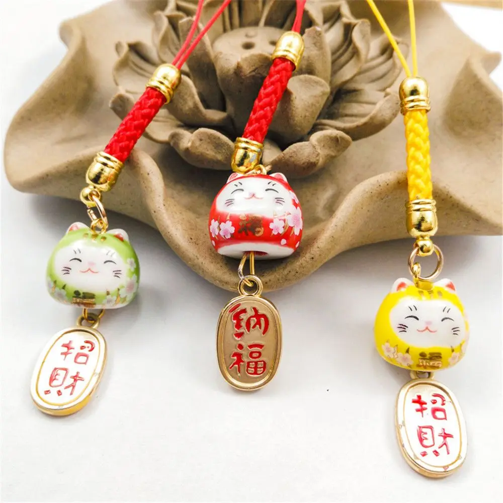 Keychain Hang Japanese Charm Lucky Cat Bag Accessories Phone Straps Phone Key Strap Phone Key Chain Lanyard Bell Ornaments