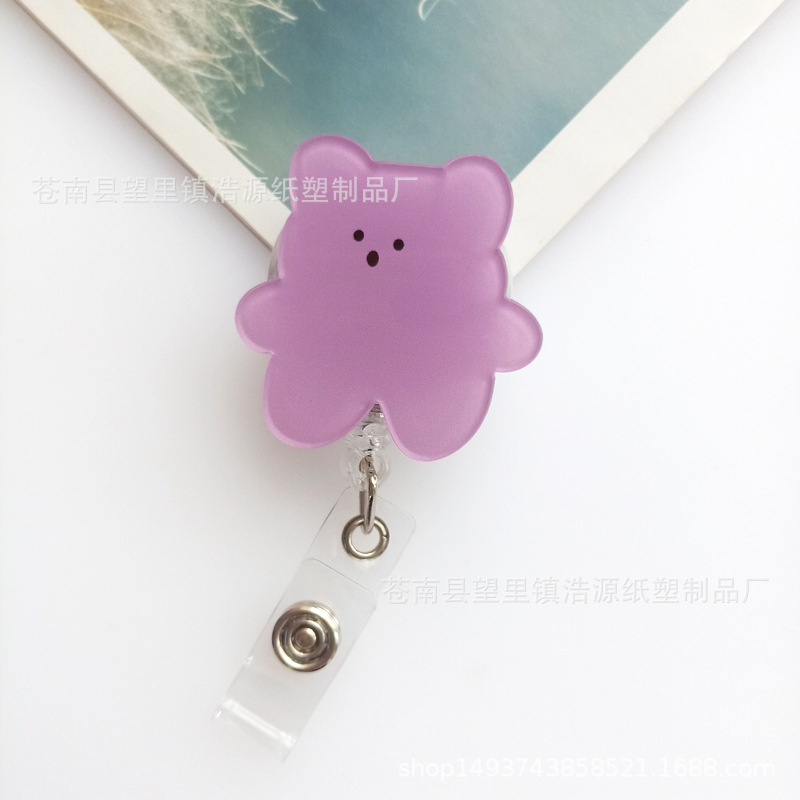 New Arrival 1 Piece Acrylic Retractable Nurse Badge Reel Cute Anime Bear Students ID Card Holder Keychains Lanyard for Keys