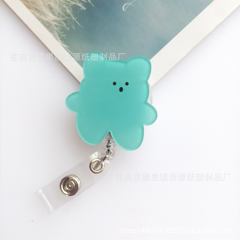 New Arrival 1 Piece Acrylic Retractable Nurse Badge Reel Cute Anime Bear Students ID Card Holder Keychains Lanyard for Keys