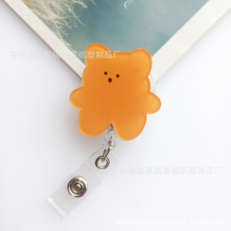 New Arrival 1 Piece Acrylic Retractable Nurse Badge Reel Cute Anime Bear Students ID Card Holder Keychains Lanyard for Keys