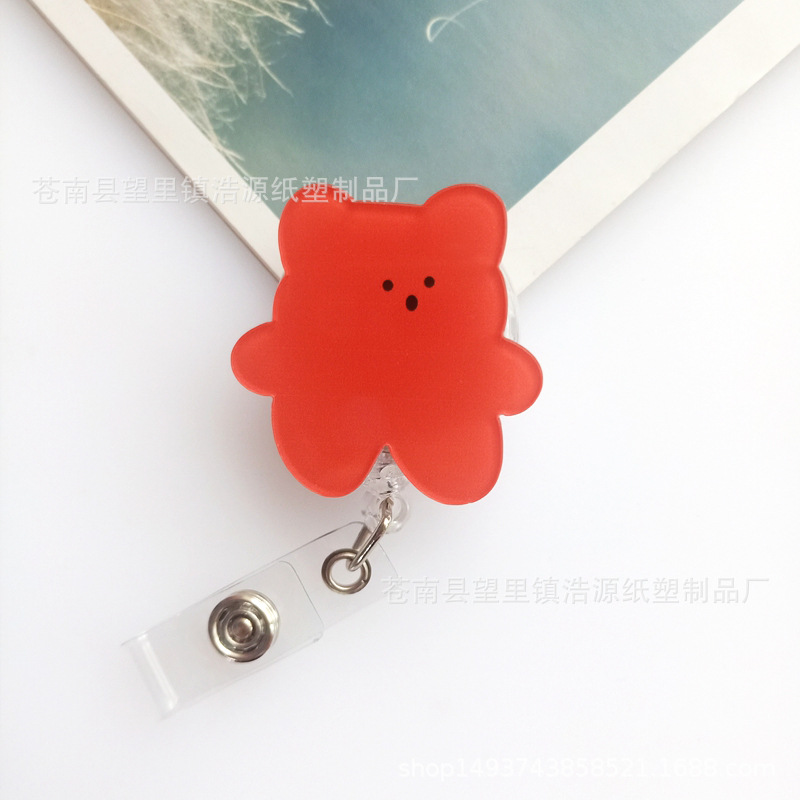 New Arrival 1 Piece Acrylic Retractable Nurse Badge Reel Cute Anime Bear Students ID Card Holder Keychains Lanyard for Keys
