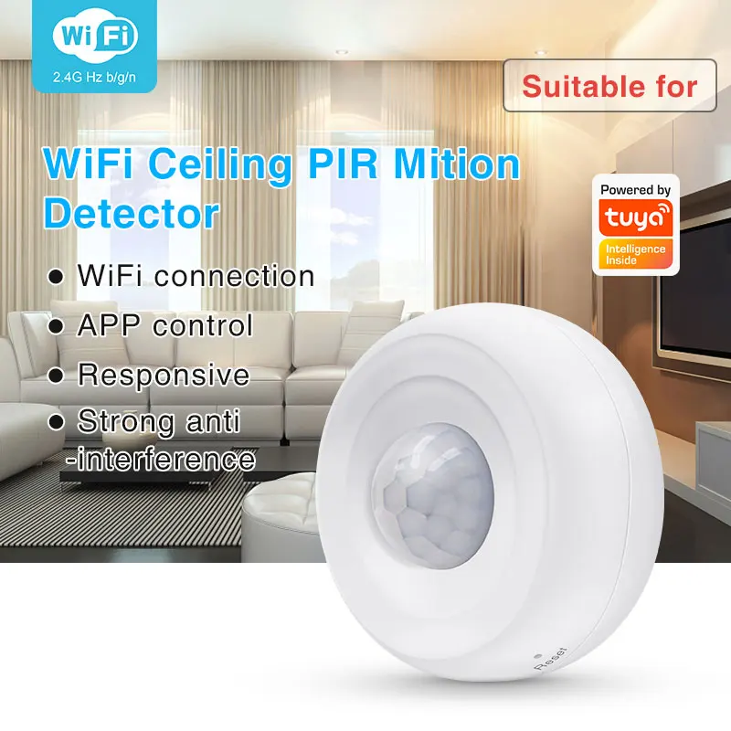 Tuya WiFi Smart PIR Motion Detection Sensor Security Burglar Alarm Sensor Smart Life App Control Support Alexa Google Home