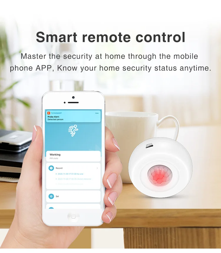 Tuya WiFi Smart PIR Motion Detection Sensor Security Burglar Alarm Sensor Smart Life App Control Support Alexa Google Home
