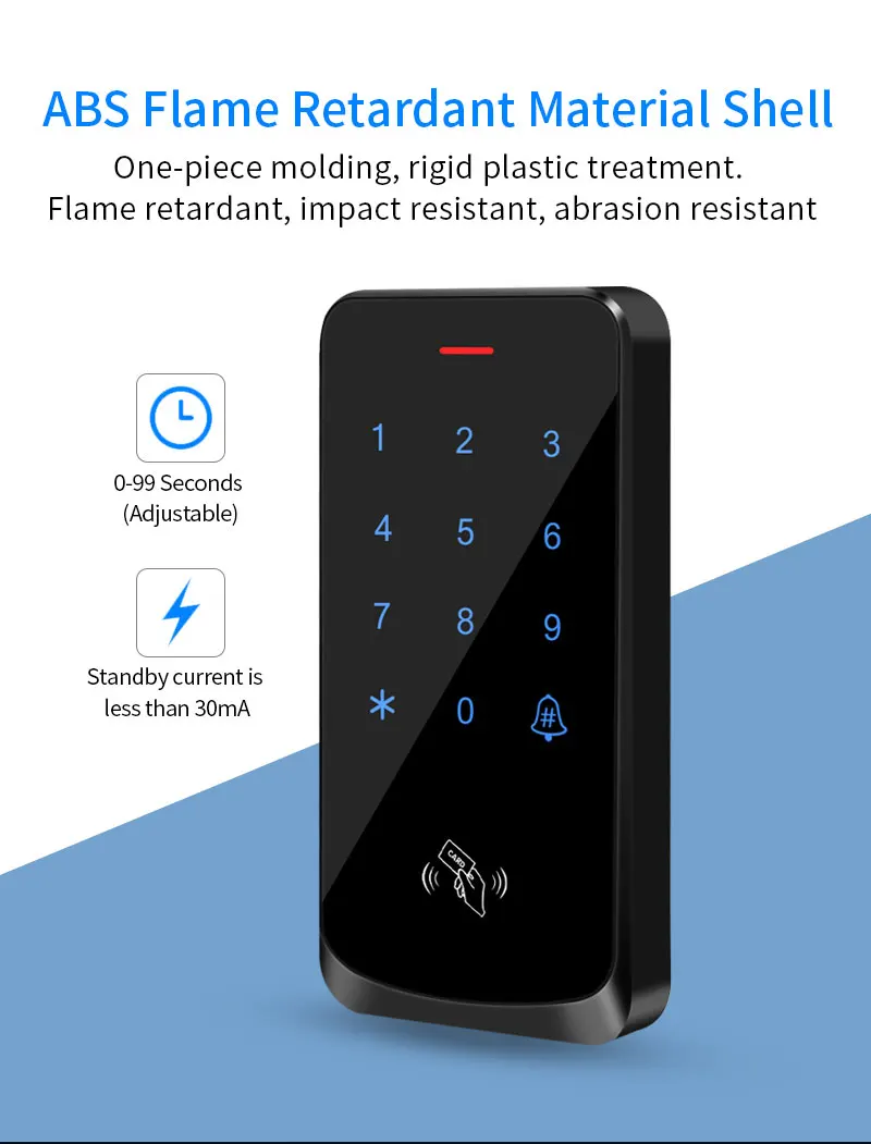 IP68 Waterproof Touch Backlight Access Control Keyboard RFID 125KHz EM Outdoor Access Keypad Door Lock Opener Wiegand Reader