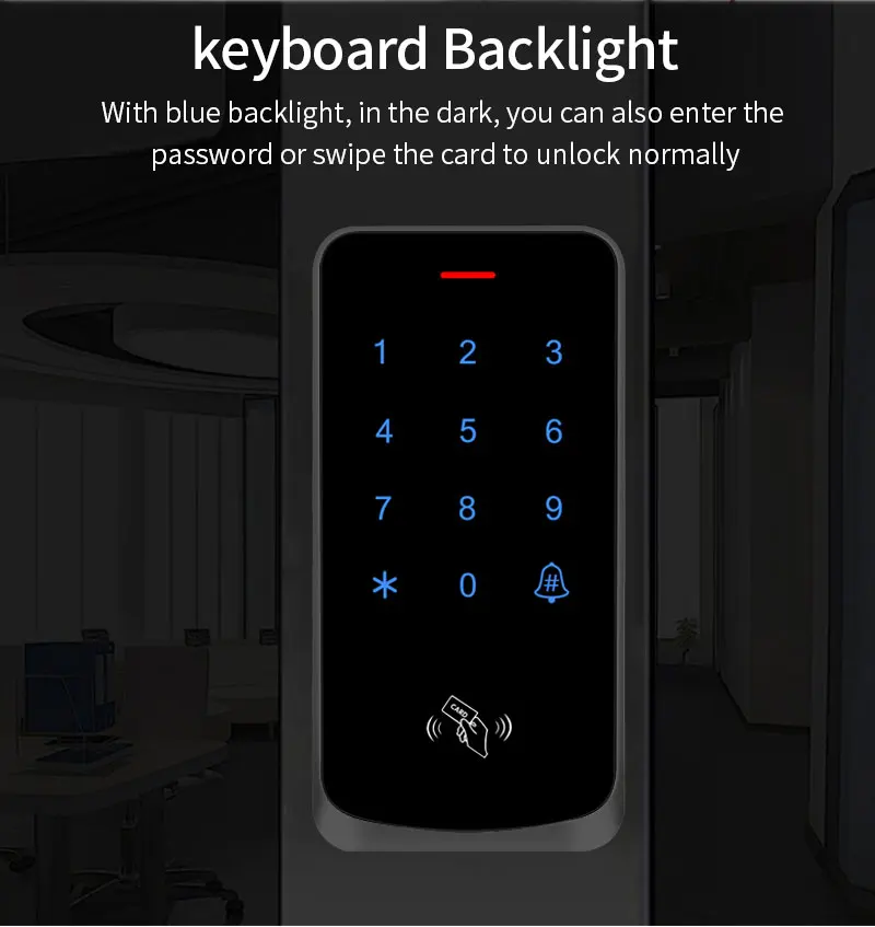 IP68 Waterproof Touch Backlight Access Control Keyboard RFID 125KHz EM Outdoor Access Keypad Door Lock Opener Wiegand Reader