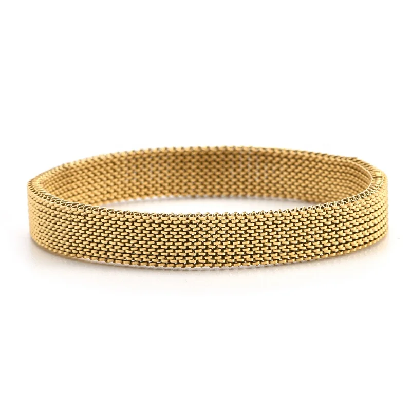New Fashion Stainless Steel Jewelry Elastic Spring Wrist Band Stretch Mesh Bracelets Unique Colorful Bangles