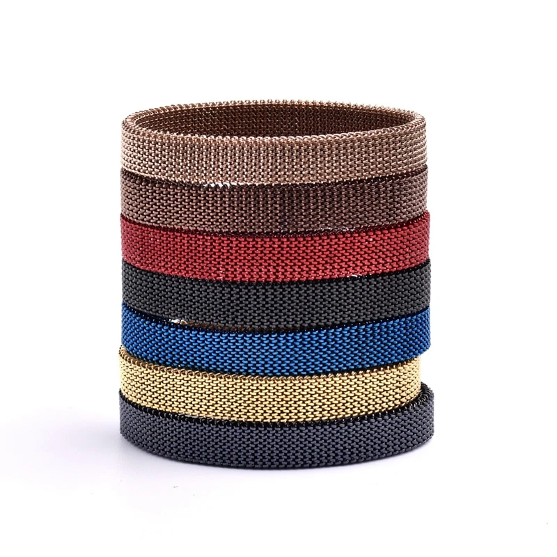 New Fashion Stainless Steel Jewelry Elastic Spring Wrist Band Stretch Mesh Bracelets Unique Colorful Bangles