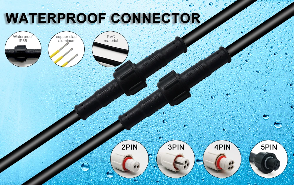 5/10/20/50/100Pairs 2Pin 3Pin 4Pin 5Pin Male To Female Jack LED Connector IP68 Waterproof Black White Cable For LED Strip Light