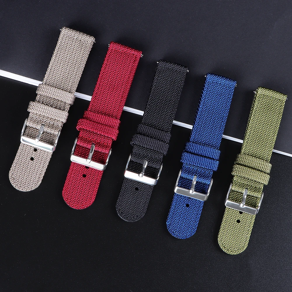 18mm 20mm 22mm 24mm Nylon Canvas Watch Band Woven Soft Belt Universal Bracelet for Men Women Sport Quick Release Wrist Band