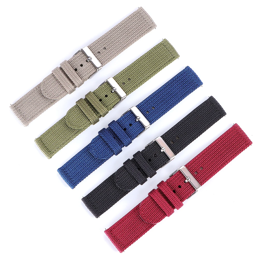 18mm 20mm 22mm 24mm Nylon Canvas Watch Band Woven Soft Belt Universal Bracelet for Men Women Sport Quick Release Wrist Band
