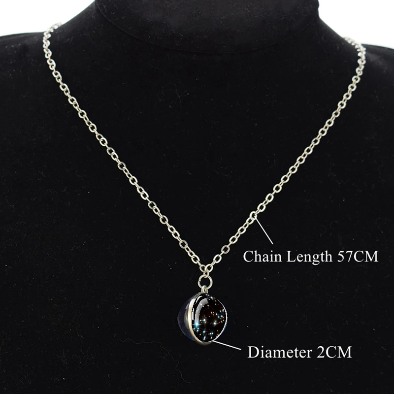 Galaxy Nebula Glass Ball Necklace Luminous Planet Pendant Necklace Glowing Universe Space Jewelry