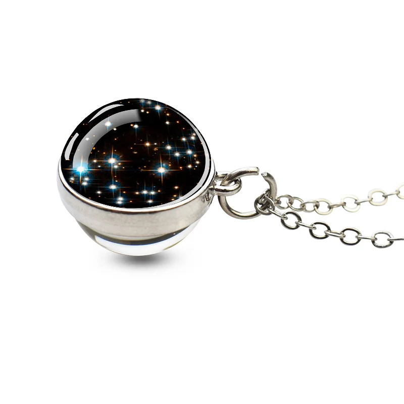 Galaxy Nebula Glass Ball Necklace Luminous Planet Pendant Necklace Glowing Universe Space Jewelry