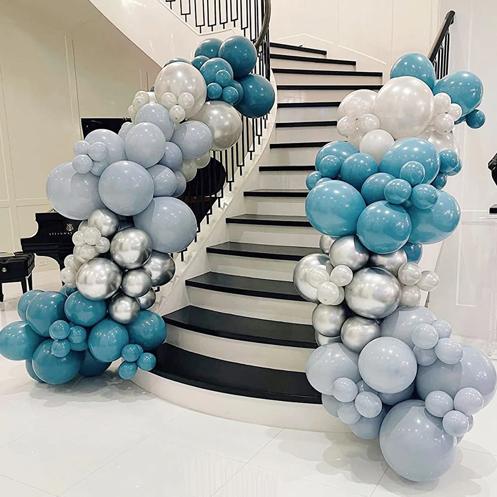 5/10/12/18inch Dusty Blue Balloons Retro Matte Haze Gray Baby Blue Balloons for Birthday Wedding Party Baptism Baby Shower Decor