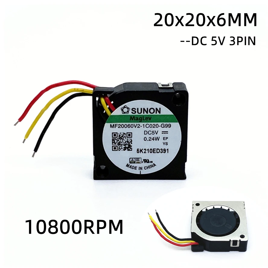 SUNON 2006 5V 2CM 20MM 20x20x6MM Blower Fan 10800RPM Ultrathin Fan Mini Laptop Fan 3wire FG MF20060V2-1C020-G99