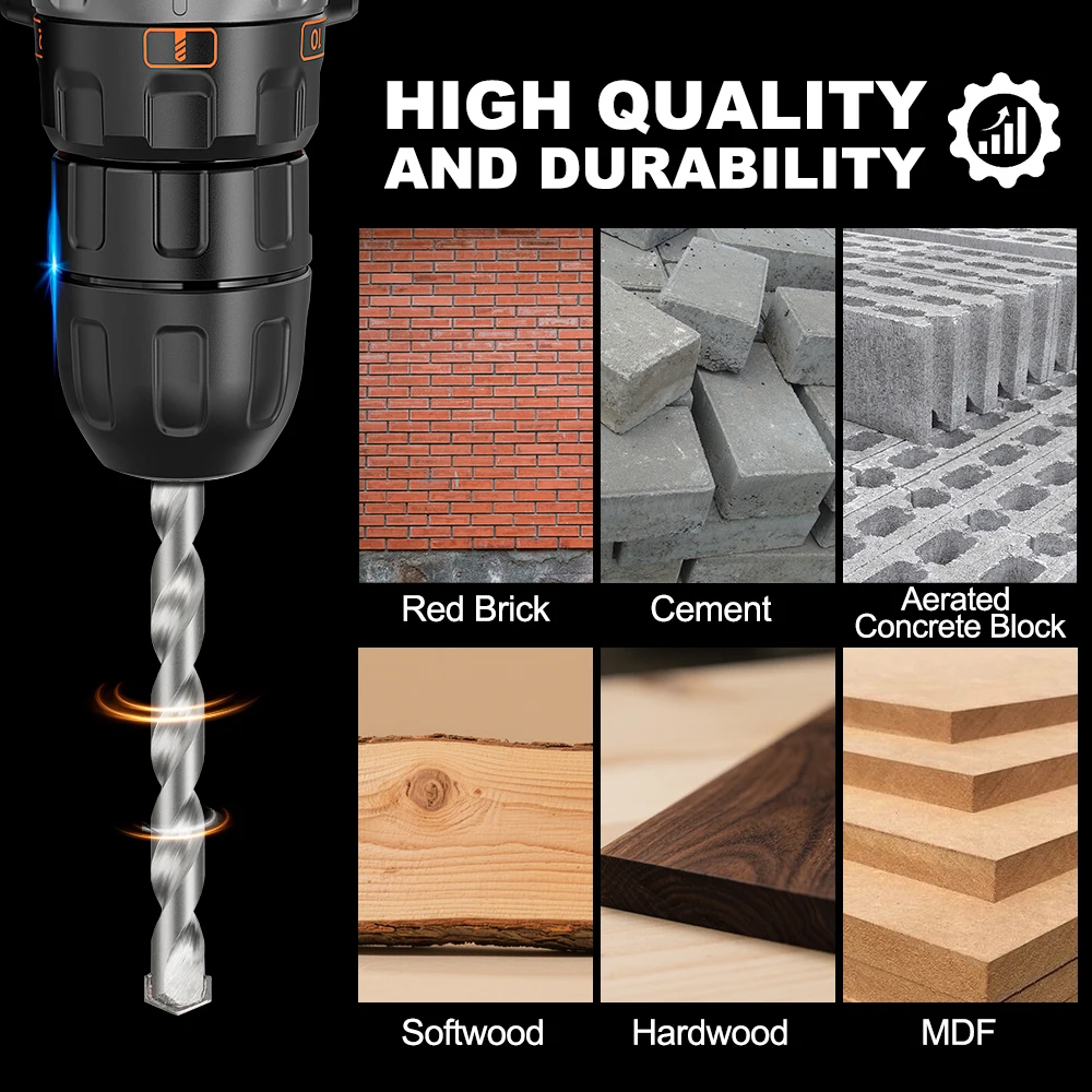 XCAN Drill Bit 3-10mm Wall Masonry Drill Bit Carbide Tipped Gun Drill Bit for Brick Concrete Marble Tile Stone Drilling