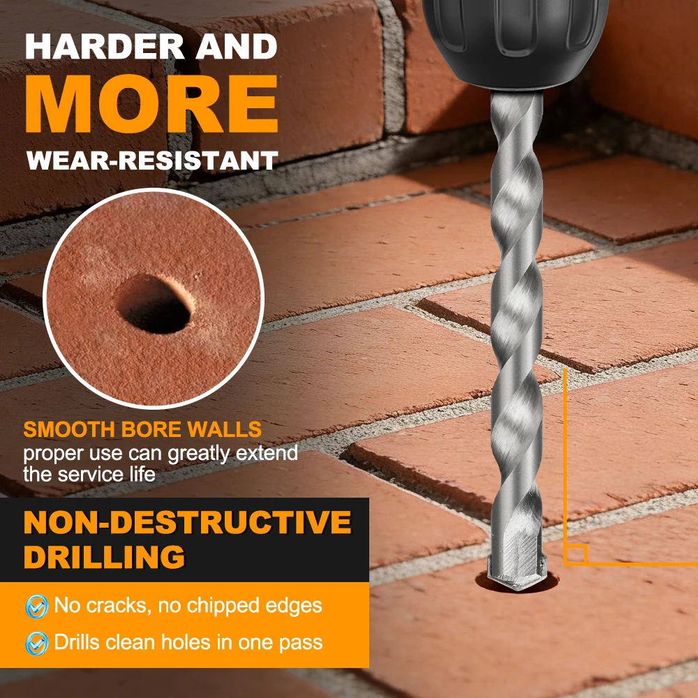 XCAN Drill Bit 3-10mm Wall Masonry Drill Bit Carbide Tipped Gun Drill Bit for Brick Concrete Marble Tile Stone Drilling
