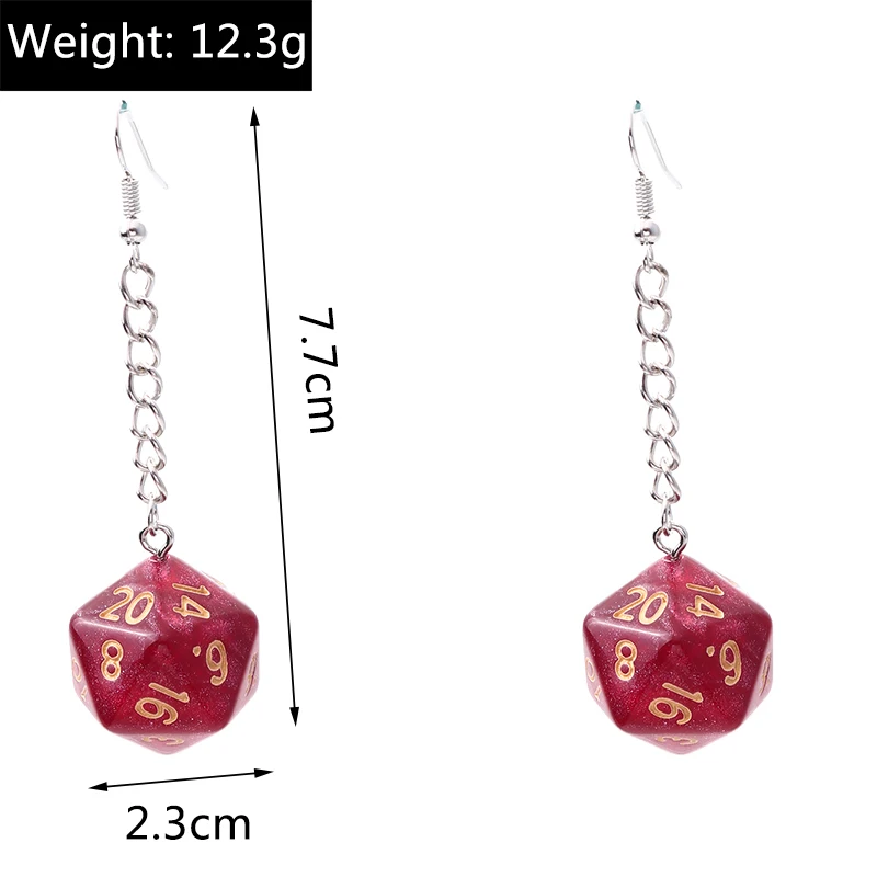 Fashion Different Number Acrylic Dice Earrings Personality Game Props Multifacted Digital Dice Long Dangle Earring Ear Hooks