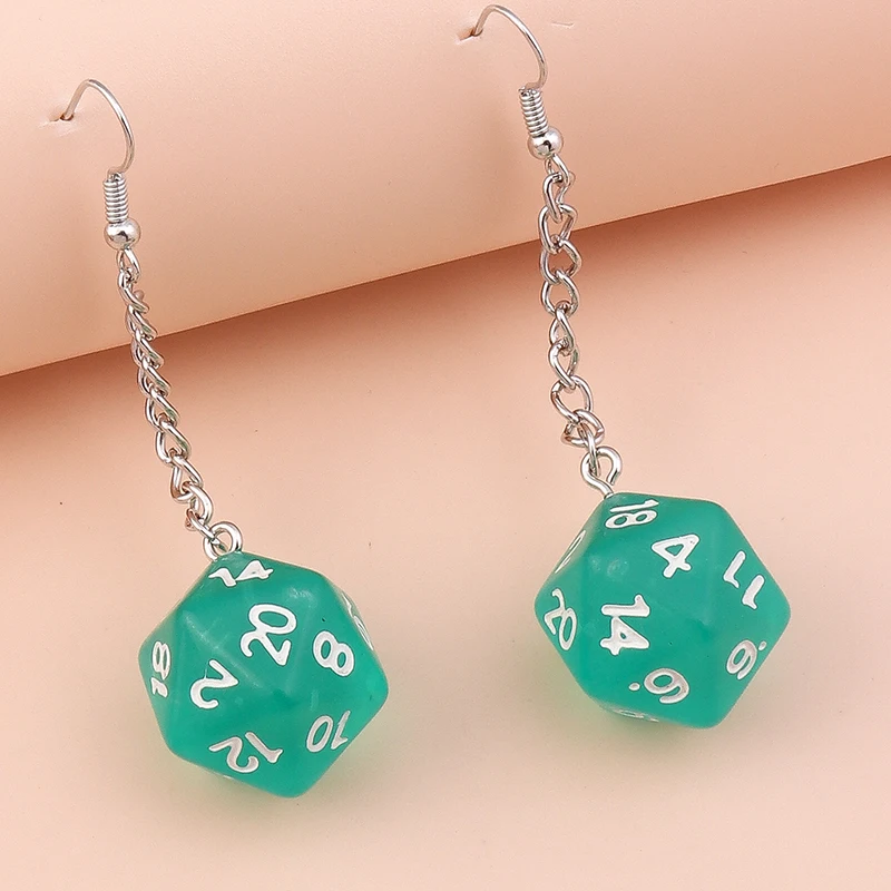 Fashion Different Number Acrylic Dice Earrings Personality Game Props Multifacted Digital Dice Long Dangle Earring Ear Hooks