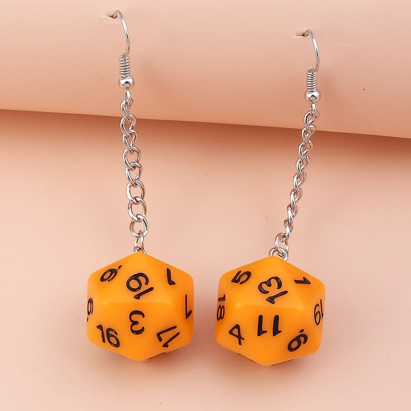 Fashion Different Number Acrylic Dice Earrings Personality Game Props Multifacted Digital Dice Long Dangle Earring Ear Hooks