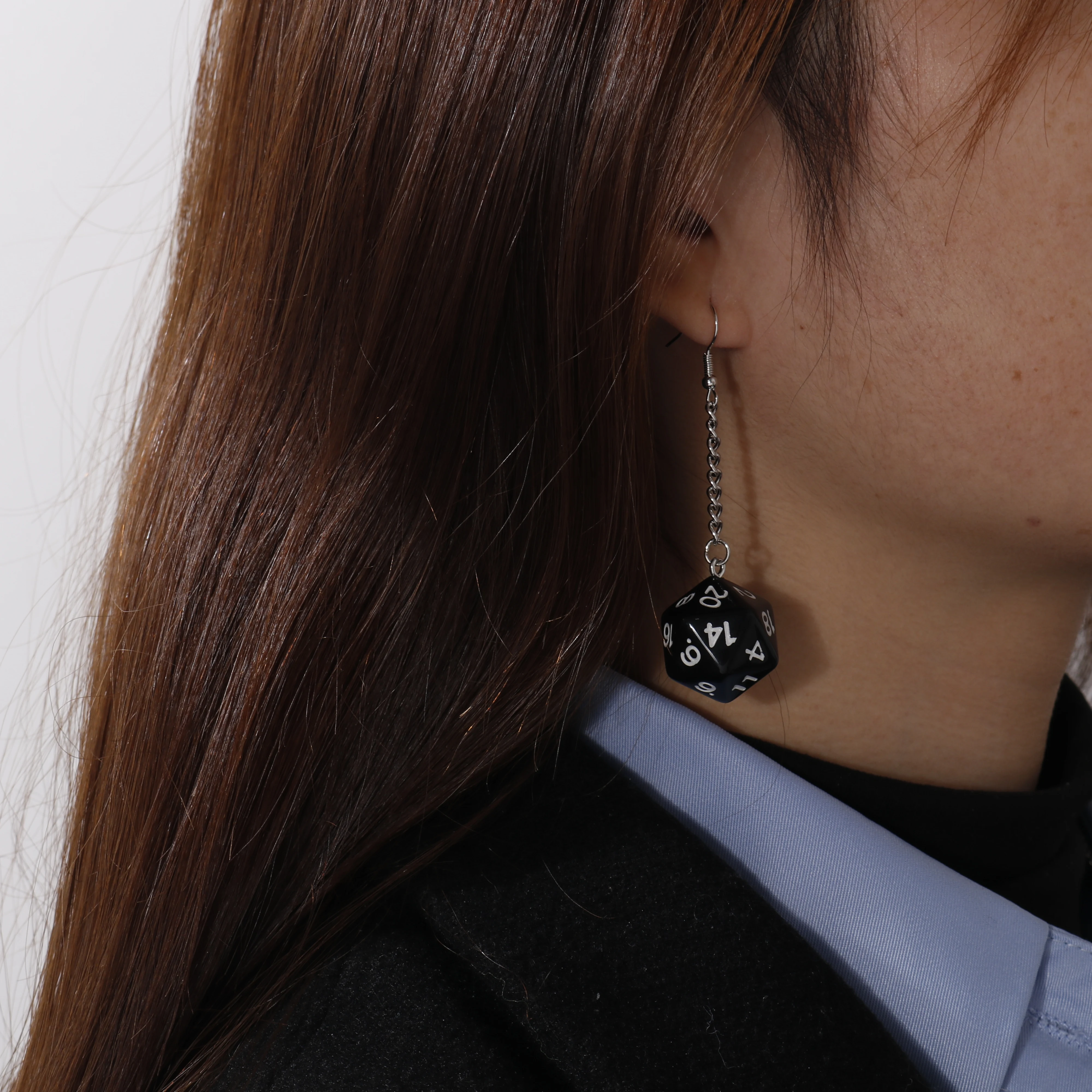 Fashion Different Number Acrylic Dice Earrings Personality Game Props Multifacted Digital Dice Long Dangle Earring Ear Hooks