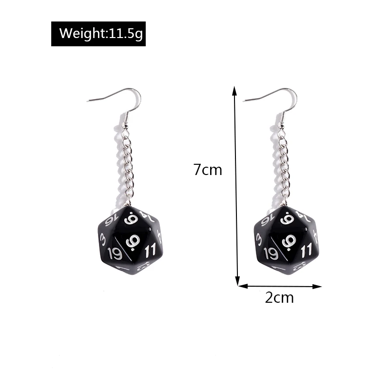Fashion Different Number Acrylic Dice Earrings Personality Game Props Multifacted Digital Dice Long Dangle Earring Ear Hooks
