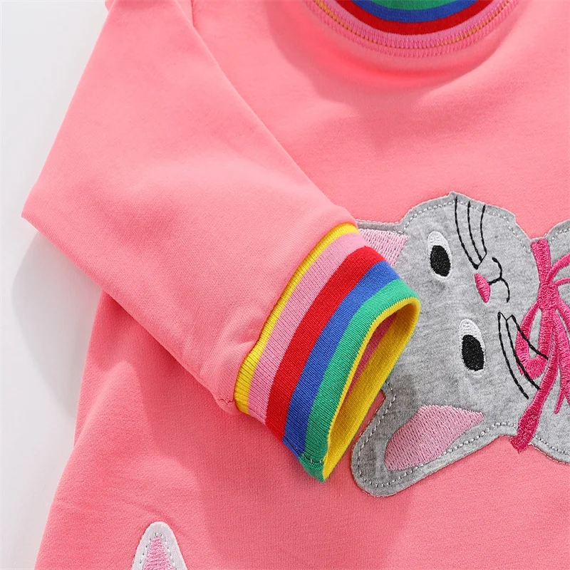 Jumping Meters 2-8T Hot Selling Children's School Dresses With Pockets Pen Embroidery Long Sleeve Autumn Kids Preppy Style Dress