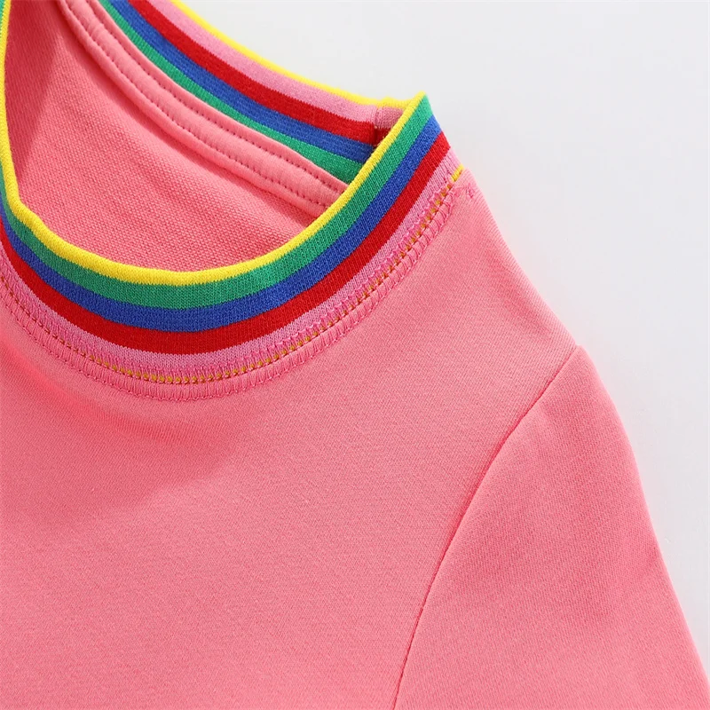 Jumping Meters 2-8T Hot Selling Children's School Dresses With Pockets Pen Embroidery Long Sleeve Autumn Kids Preppy Style Dress