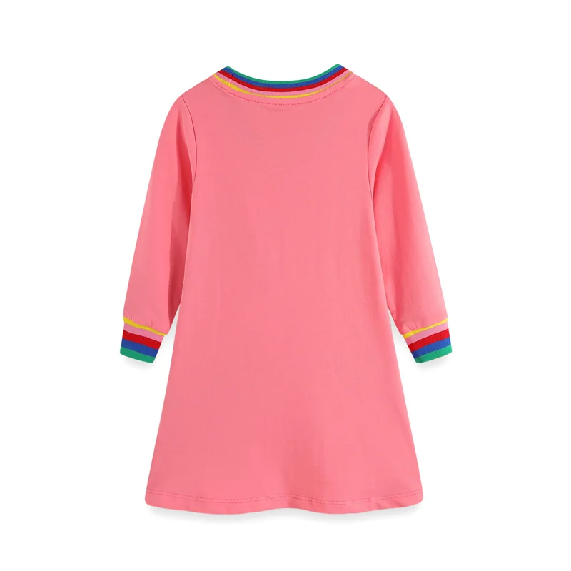 Jumping Meters 2-8T Hot Selling Children's School Dresses With Pockets Pen Embroidery Long Sleeve Autumn Kids Preppy Style Dress