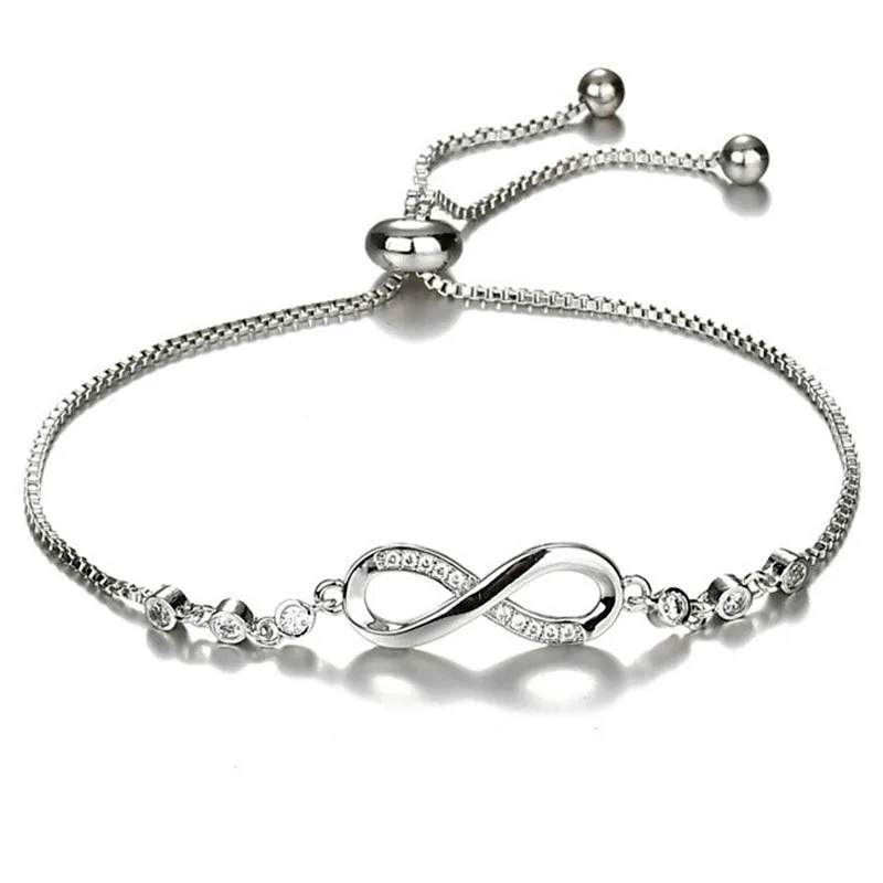 Wu 2022 New Fashion Popular Adjustable Bracelet Micro-inset Zircon Figure 8 Infinite Cycle Crystal Bracelet Female Hand Jewelry