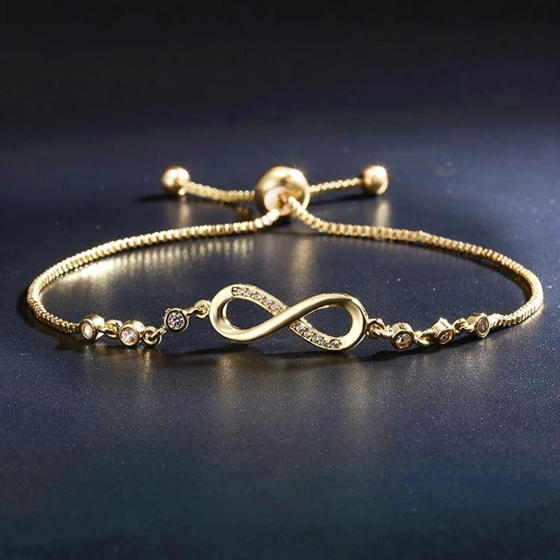 Wu 2022 New Fashion Popular Adjustable Bracelet Micro-inset Zircon Figure 8 Infinite Cycle Crystal Bracelet Female Hand Jewelry