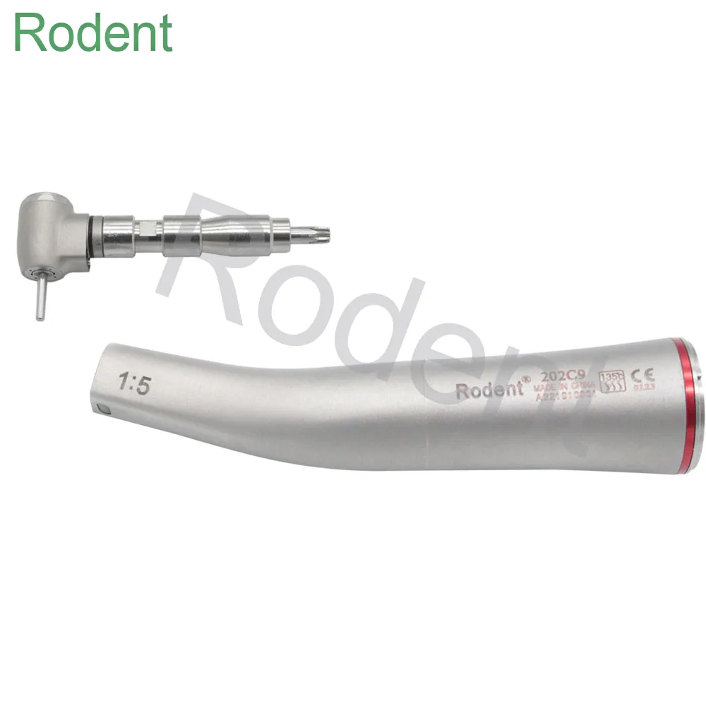 Dental Low Speed Handpiece 1:5 Contra Angle Increase Red Handpiece for Dental Micromotor