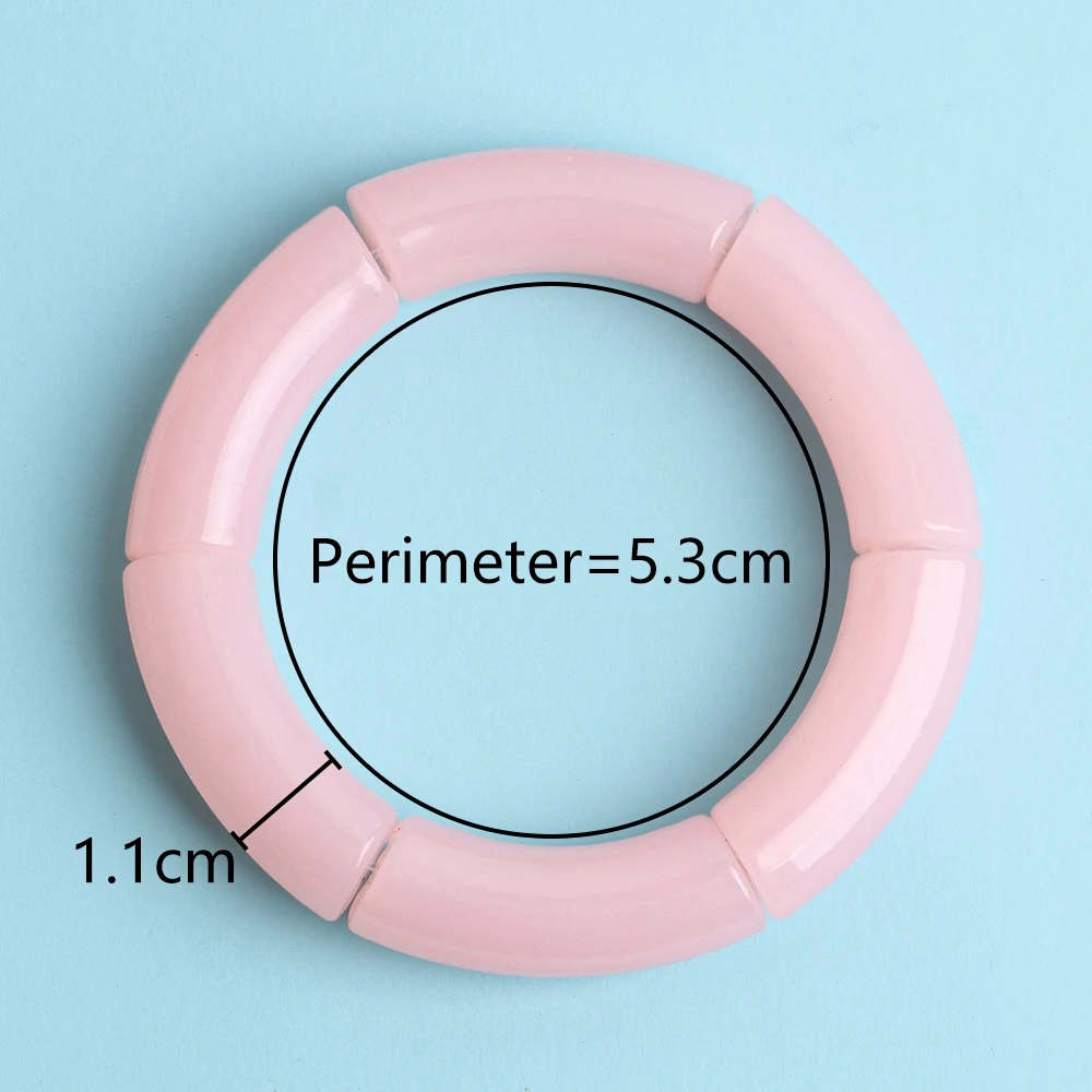 New Acrylic Jelly Color Bamboo Tube Beads Bracelets for Women Wristband Resin Stretched Ridged Elbow Bracelet Bangles Jewelry