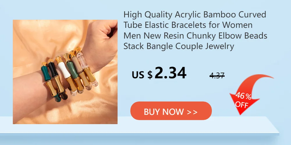 New Acrylic Jelly Color Bamboo Tube Beads Bracelets for Women Wristband Resin Stretched Ridged Elbow Bracelet Bangles Jewelry