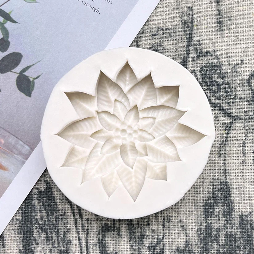 Poinsettia Christmas Flower Silicone Sugarcraft Mold Resin Tools Cupcake Baking Mould Fondant Cake Decorating Tools