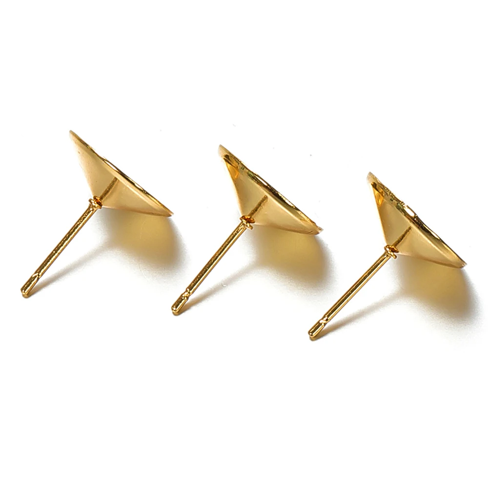 20pcs 3-8mm Gold Color Stainless Steel Ear Studs Earrings Earring Base for Pearl Ear Jewelry Making DIY Accessories Wholesale
