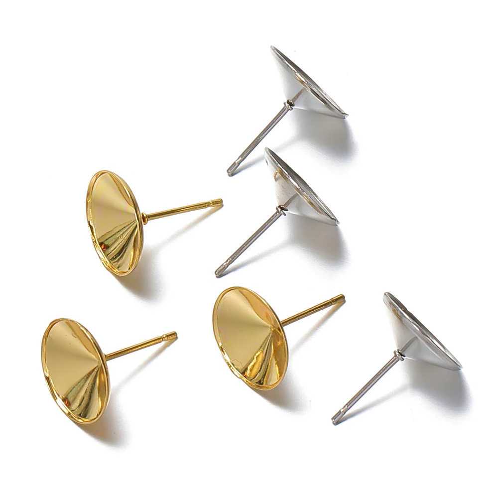 20pcs 3-8mm Gold Color Stainless Steel Ear Studs Earrings Earring Base for Pearl Ear Jewelry Making DIY Accessories Wholesale