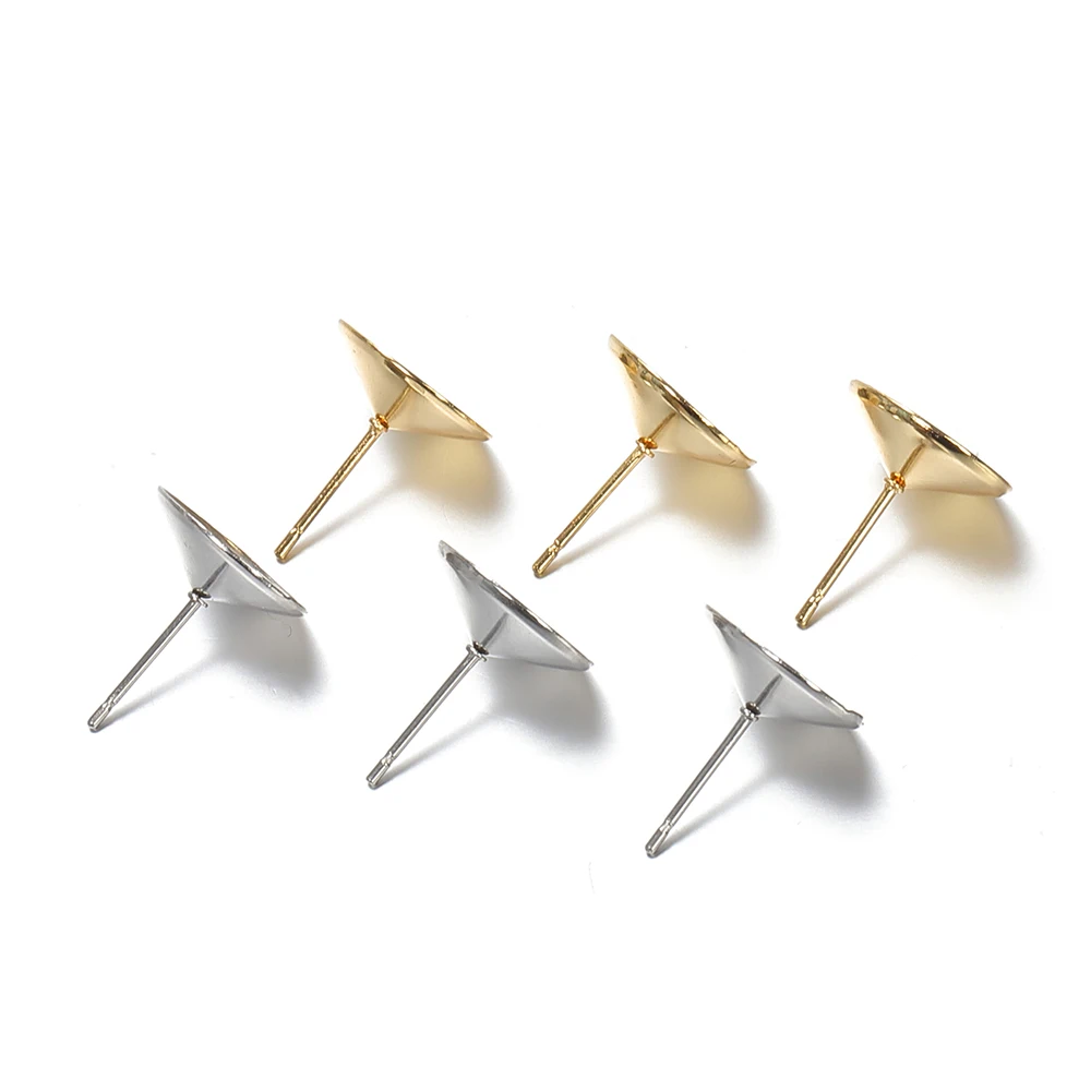 20pcs 3-8mm Gold Color Stainless Steel Ear Studs Earrings Earring Base for Pearl Ear Jewelry Making DIY Accessories Wholesale