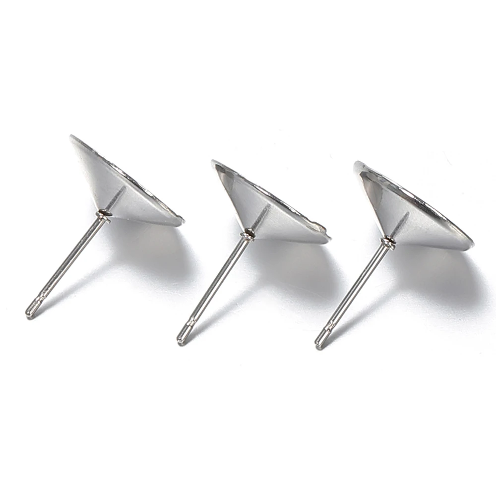 20pcs 3-8mm Gold Color Stainless Steel Ear Studs Earrings Earring Base for Pearl Ear Jewelry Making DIY Accessories Wholesale