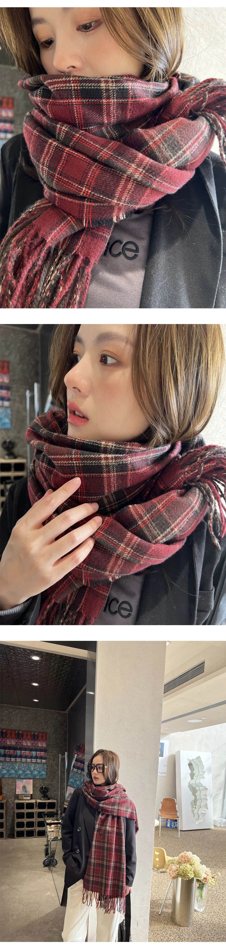 New Imitation Cashmere Women Scarf Winter Preppy Style Vintage Plaid Scarve Pashmina Mujer Foulard Blanket Wrap Shawl Pareo