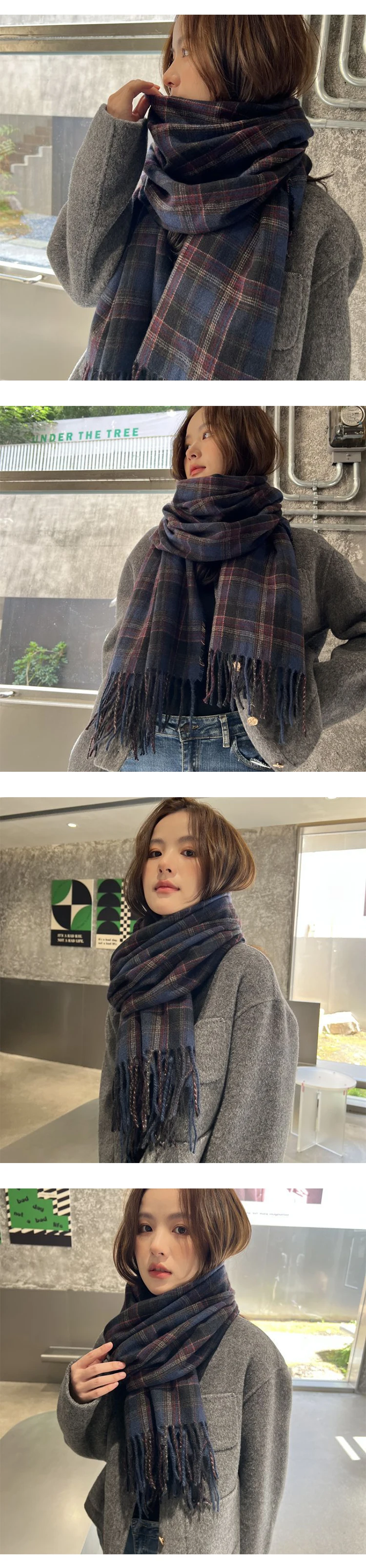 New Imitation Cashmere Women Scarf Winter Preppy Style Vintage Plaid Scarve Pashmina Mujer Foulard Blanket Wrap Shawl Pareo