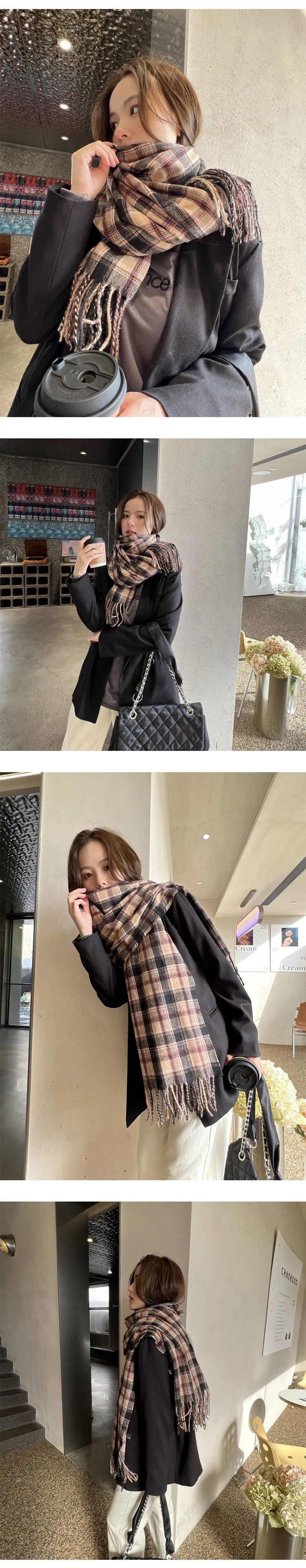 New Imitation Cashmere Women Scarf Winter Preppy Style Vintage Plaid Scarve Pashmina Mujer Foulard Blanket Wrap Shawl Pareo