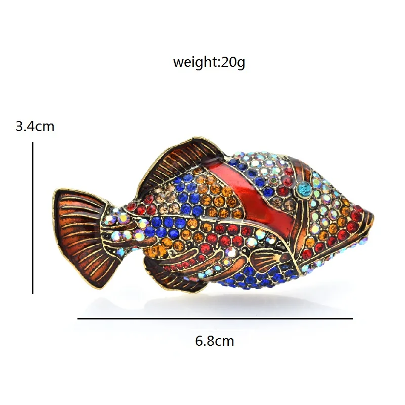 Wuli&baby Shining Fish Brooches For Women Unisex Luxury Swimming Fish Party Office Brooch Pin Gifts