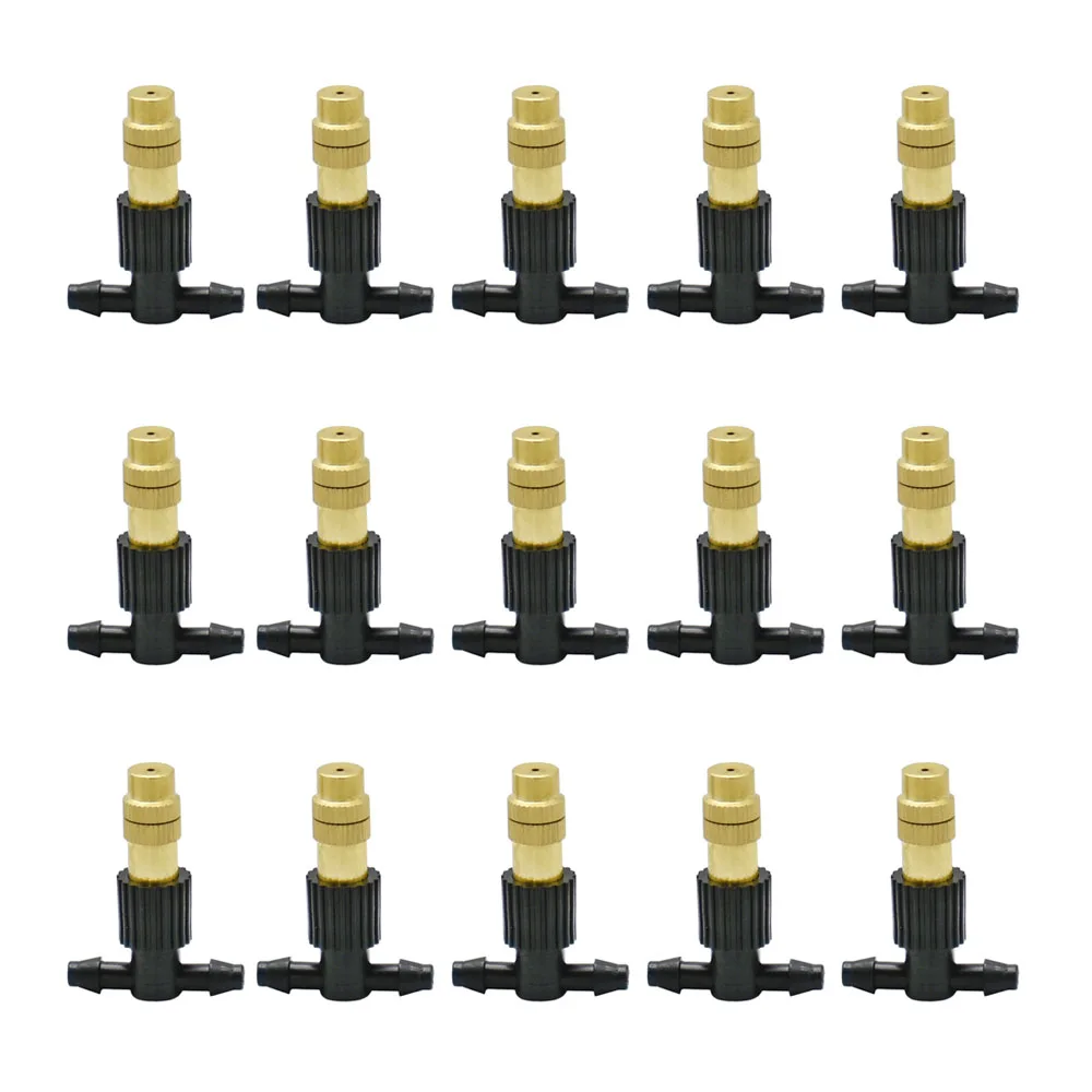 15-250Pcs Micro Drip Irrigation Misting Brass Nozzle Garden Spray Cooling Parts Copper Sprinkler with Thread Barb Tee Connector