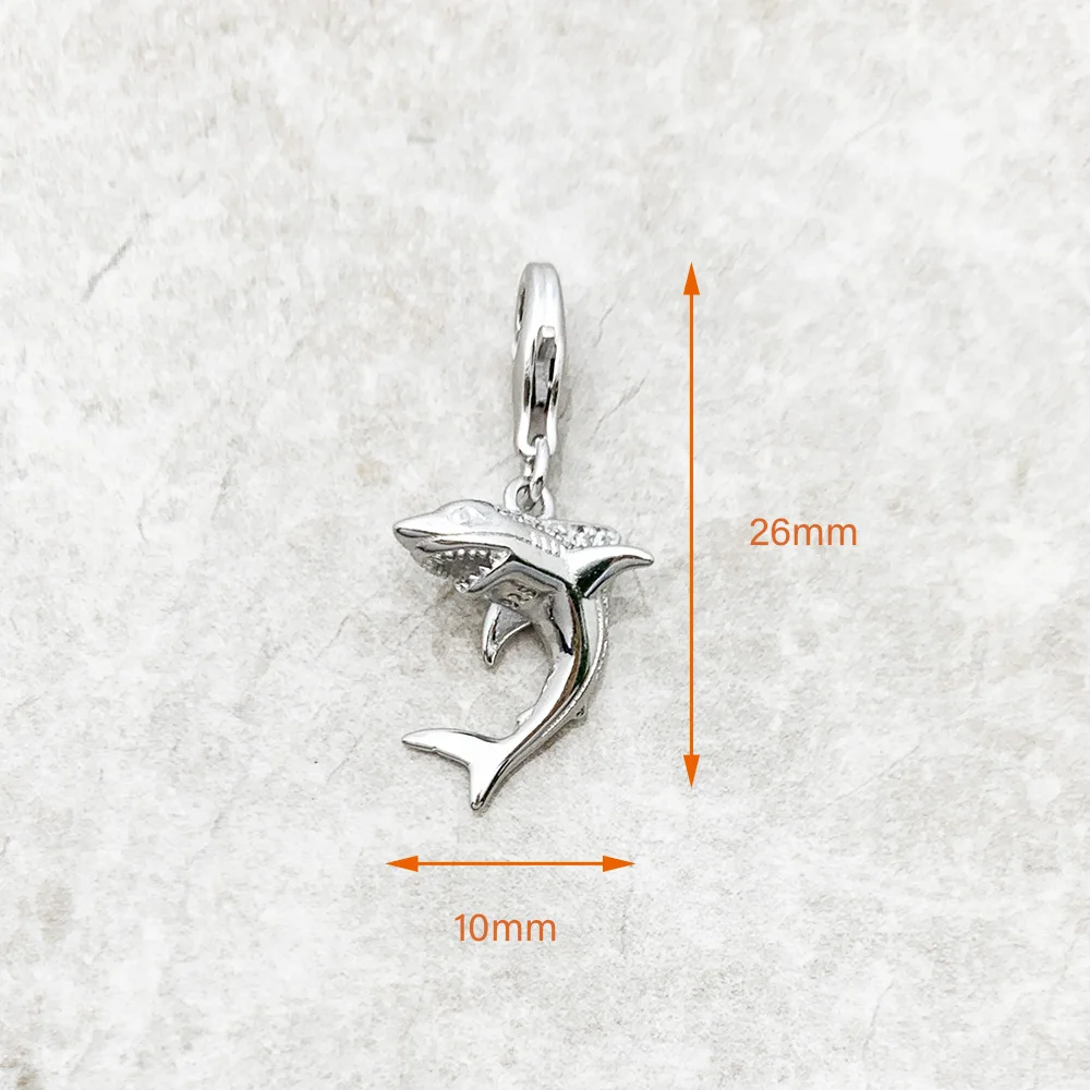 Maritime Shark Dangle Charm Lucky Pendant Women Men 2023 Summer 925 Sterling Silver Fine Jewelry