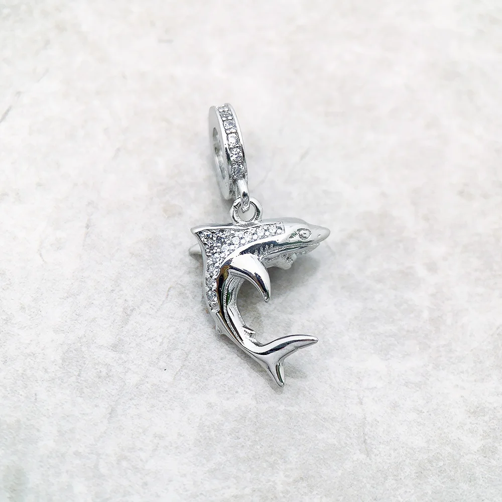 Maritime Shark Dangle Charm Lucky Pendant Women Men 2023 Summer 925 Sterling Silver Fine Jewelry