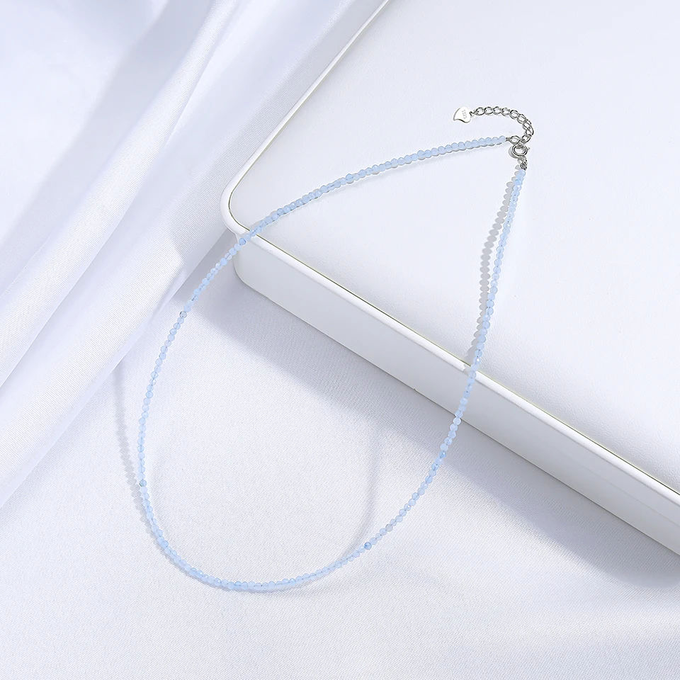 Necklace For Women Silver 925 Jewelry Heart Necklace 2mm Natural Stone Tourmaline Chokers Black Spinel Necklace