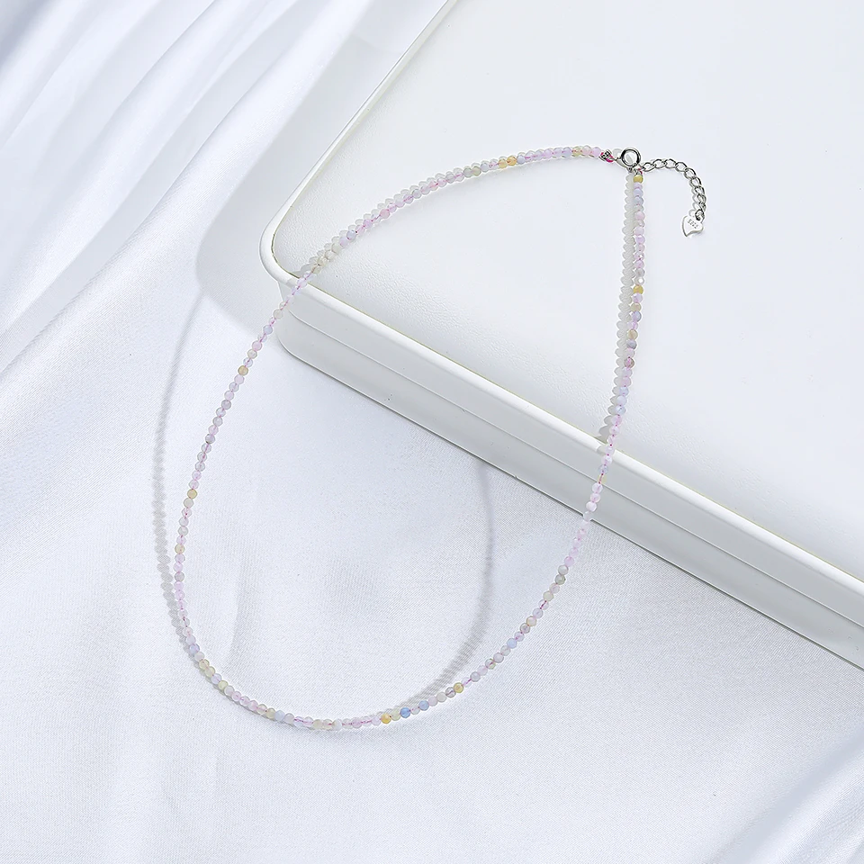 Necklace For Women Silver 925 Jewelry Heart Necklace 2mm Natural Stone Tourmaline Chokers Black Spinel Necklace