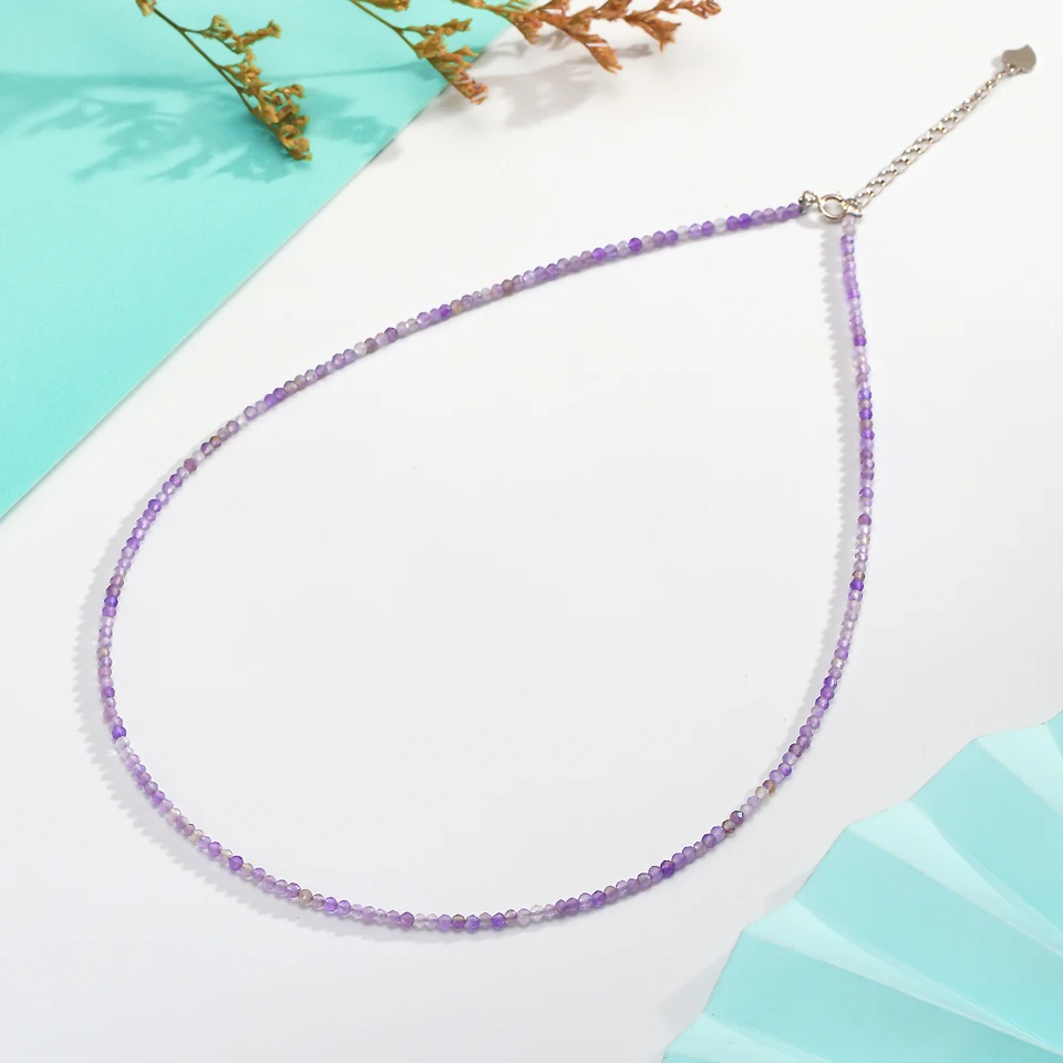 Necklace For Women Silver 925 Jewelry Heart Necklace 2mm Natural Stone Tourmaline Chokers Black Spinel Necklace