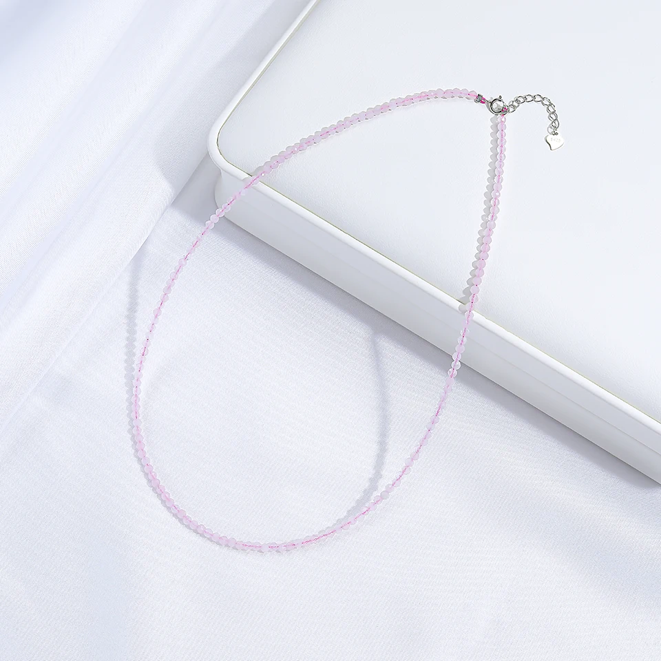 Necklace For Women Silver 925 Jewelry Heart Necklace 2mm Natural Stone Tourmaline Chokers Black Spinel Necklace