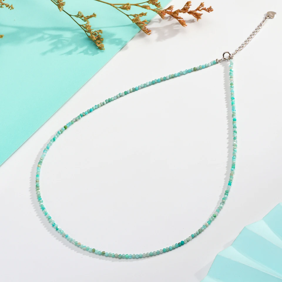 Necklace For Women Silver 925 Jewelry Heart Necklace 2mm Natural Stone Tourmaline Chokers Black Spinel Necklace